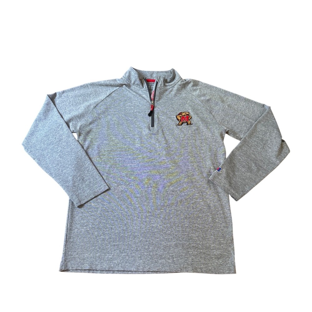 Champion Quarter Zip Pullover Mens Gray Maryland Terrapins Athletic SIZE M